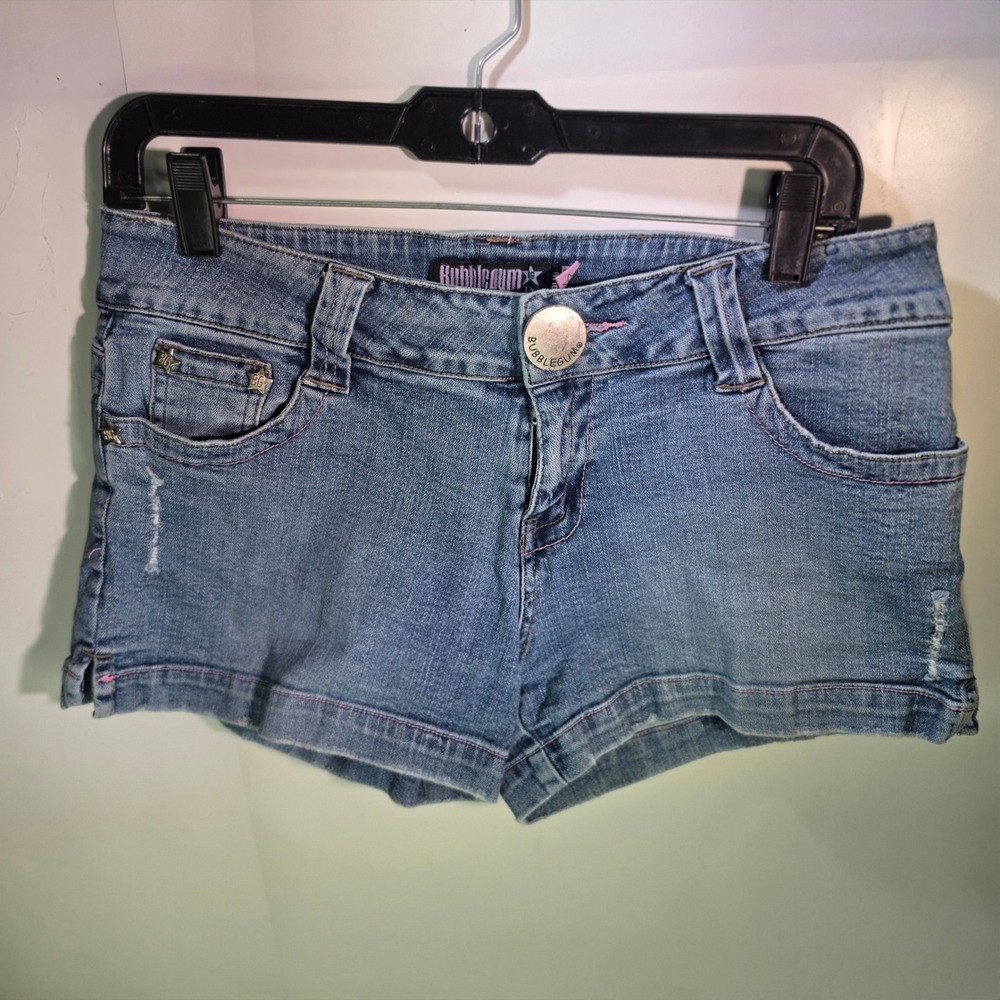 Vintage Bubblegum USA Denim Shorts Womens 9/10 Blue Low Rise Y2K Jean Micro Mini